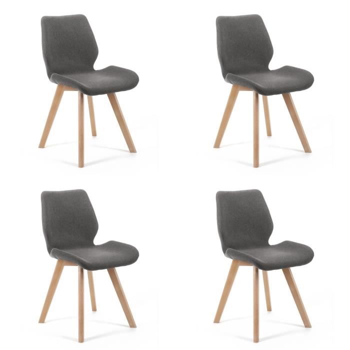 chaises de salle à manger en tissu akord sj.0159 gris marron - akord - lot de 4 - elégance - chic - bois massif