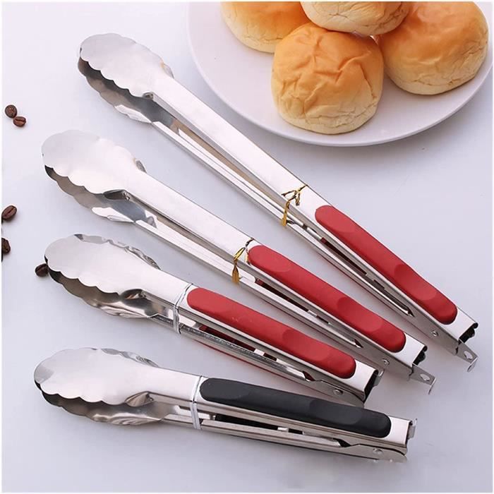 Pinces Barbecue Acier Inoxydable Avec Poignée Silicone - Ustensiles Cuisine Antidérapants 28.7cm
