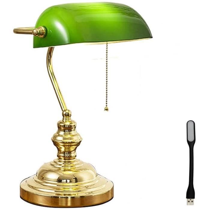 Uziqueif Vert Lampe de Banquier, Vintage Verre Lampe Tiffany,  Traditionnelle Lampe banquier pour Bureau bibliothèque étude Bureau Chambre  : : Luminaires et Éclairage