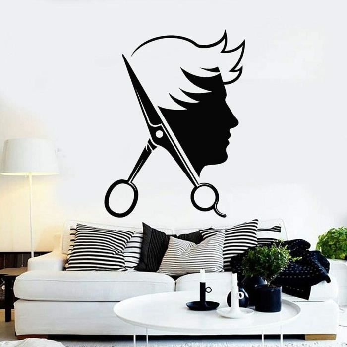 Autocollant mural en vinyle avec logo pour salon de coiffure