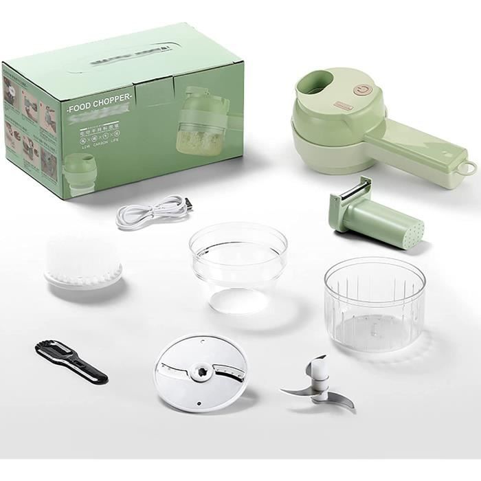 Mandoline, Mini Robot De Cuisine, Coupe-pommes De Terre Et Coupe-légumes En Spirale 5 Lames En Acier Inoxydable Pour Fruits, Tomates, Oignons (vert