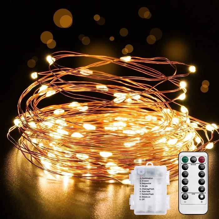 Guirlande Lumineuse 5m 50 LEDs Meision - Piles, Appli, Blanc Chaud, Pour Noël & Extérieur