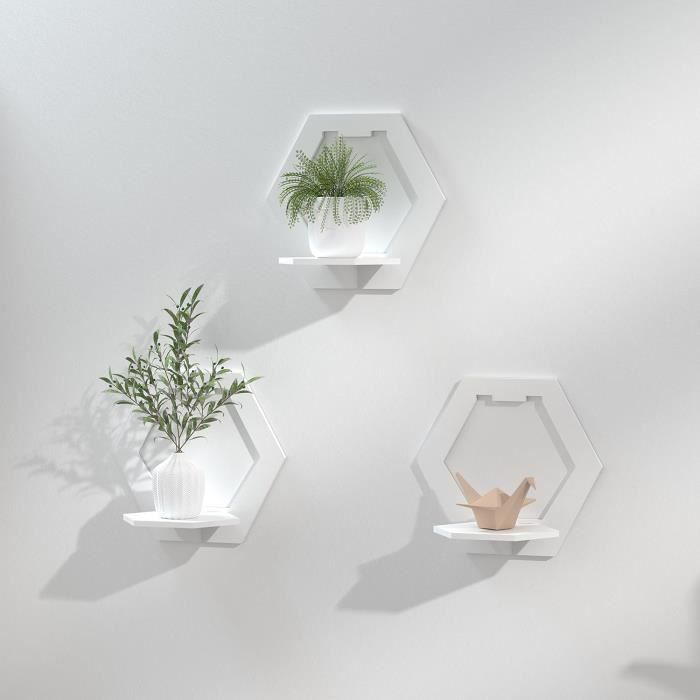 Fevarbord Lot De 3 Étagères Murales Etagere Murale Blanche Étagère