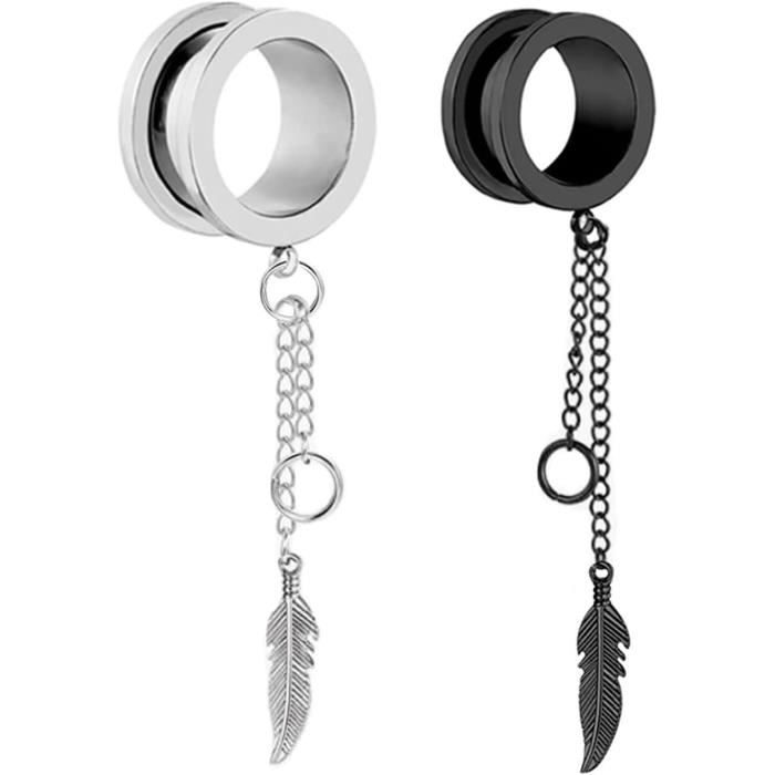 KnSam Tunnel Oreille 2mm 2PCS, Acier Inoxydable Anneau avec Boule Doré, Écarteur Oreille Unisexe 12G Fantaisie