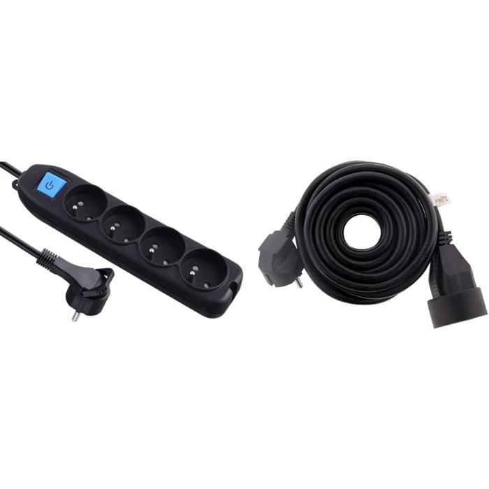 Lot de 3 prolongateurs 16A 2P+T HO5VV-F 3G1,5mm² - Noir 5m - Zenitech main image 1