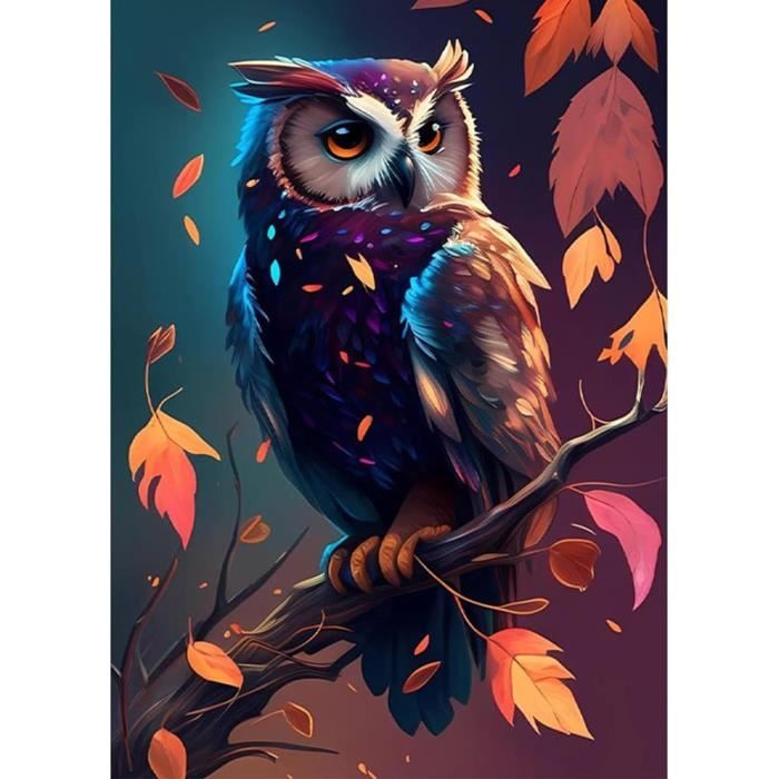 AUNHOKE Kit Diamond Painting Hibou 5D - Toile 30x40cm Strass Ronds Déco Murale