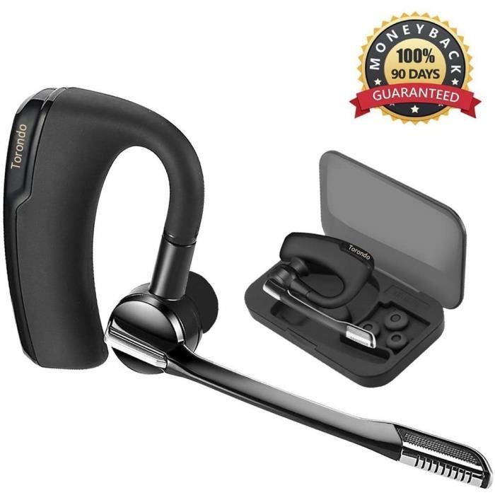 RicoRich Oreillette Bluetooth V5.0 mains libres sans fil Bluetooth avec suppression du bruit pour iPhone conduite téléphones portables Android affaires bureau camion 