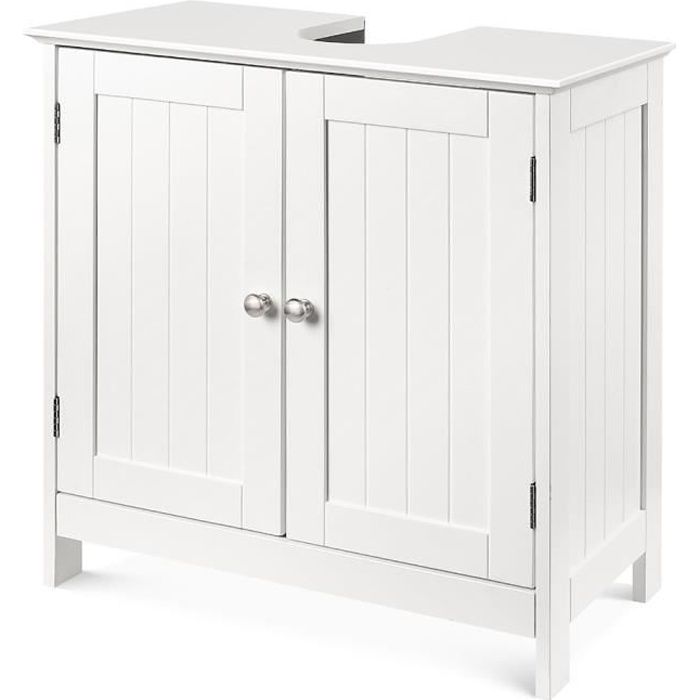 meuble sous lavabo de salle de bain, meuble de rangement sous vasque en bois blanc 60 * 60 * 30cm