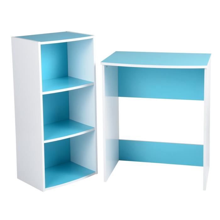 Furnish1 Ensemble De Bureau Etagere Rangement Et Bureau Pour L Etude A Domicile Des Enfants Et Des Etudiants Bleu Achat Vente Bureau Furnish 1 Ensemble De Burea Soldes Sur