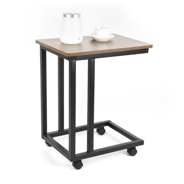 Yiennew Table D Appoint Avec Roulettes Cadre Metallique Table