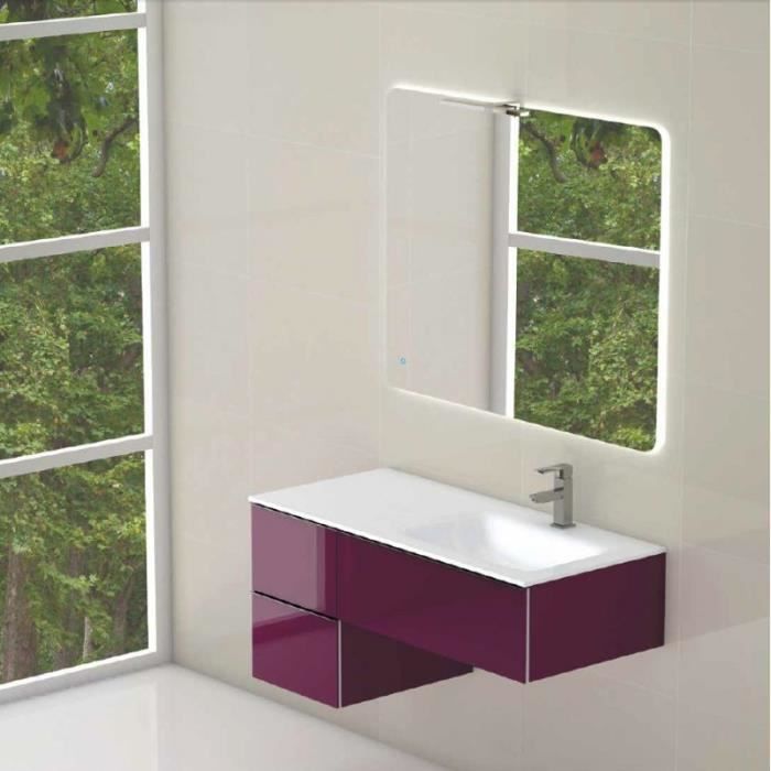 Meuble Suspendu Salle De Bain Duo 105 Gris 106 Cm Resine Mat 45 Cm Droite Cdiscount Maison