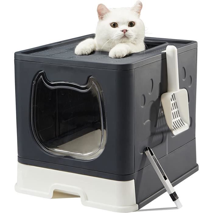 Litière Fermée Pour Chat PawHut - Avec Filtre Charbon, Porte Translucide, Tiroir Facile à Nettoyer, Pour Chats Jusqu'à 5 Kg - 7