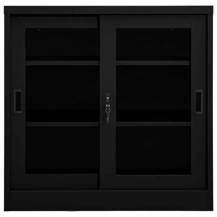 Armoire à portes coulissantes - Haute qualité - Noir - 90x40x90 cm - Acier