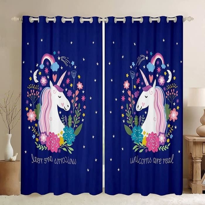 Licorne, Château 3D Imprimé Oeillets Opaque Thermiques Rideau