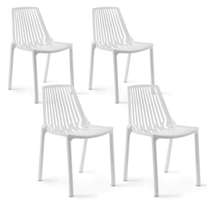 Lot de 4 chaises de jardin - Oviala - Blanc - Polypropylène - 55 x 46 x 79,5 cm