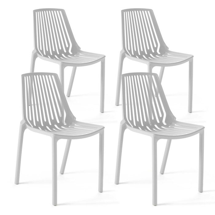 Lot de 4 chaises de jardin ajourées en plastique  résistantes aux