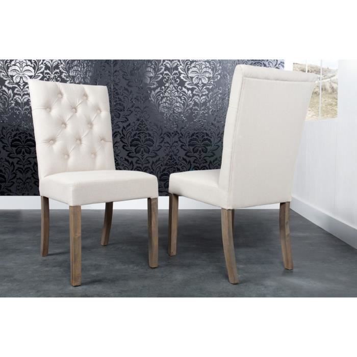 Chaise Capitonnée En Lin Gris – Style Rétro, Salle à Manger, Neuve