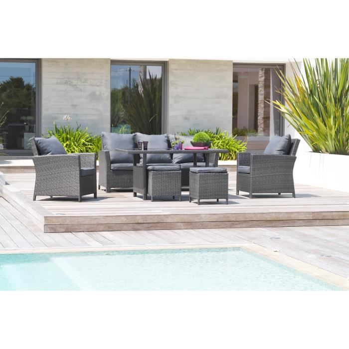 Salon De Jardin En Aluminium Et Resine Tressee 7 Personnes Festy