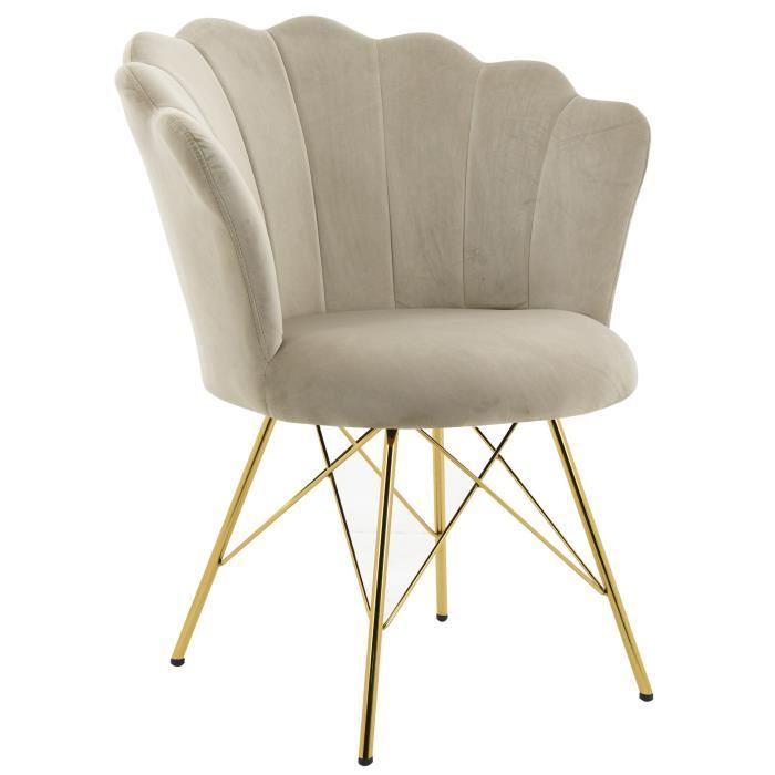 Velours chaise beige or 2er Set Classique Chaises de salle à manger salon