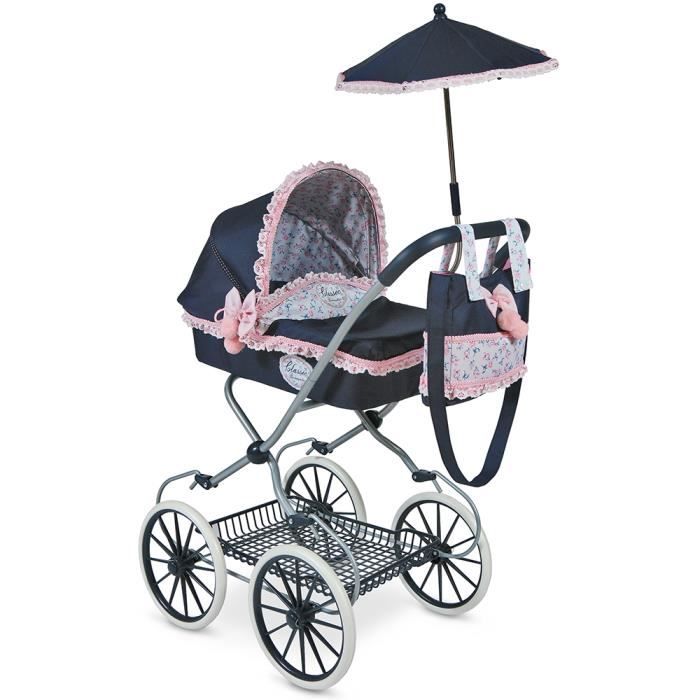 Poussette poupee landau elegant grande grosse roue parapluie sac bleu et rose Cdiscount Jeux Jouets