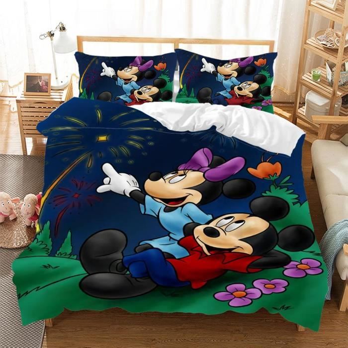 Housse de couette imprimée de dessin animé Disney Mickey Minnie
