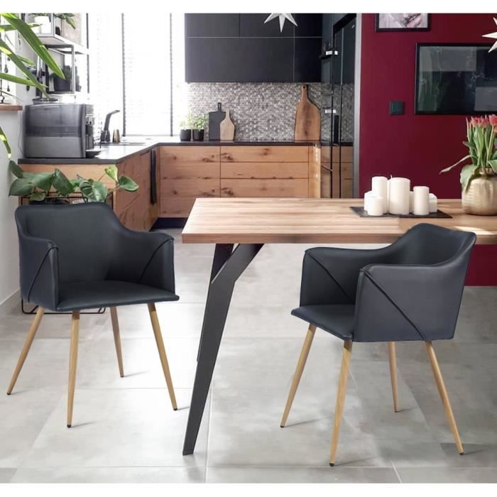 Aldridge Lot 2 Chaises De Table A Manger En Noir Pu Chaise De