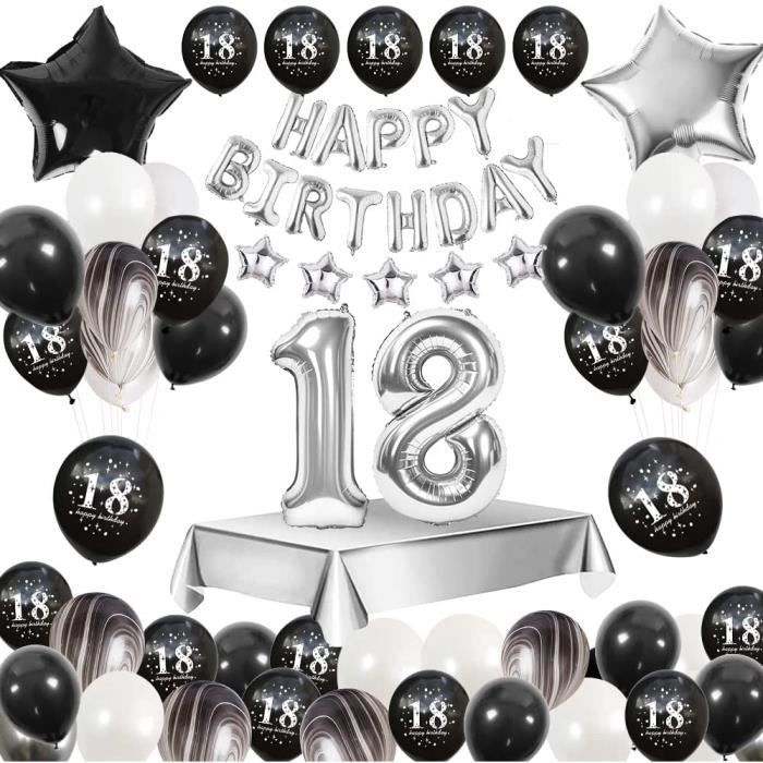 18 Ans Decoration Anniversaire Fete En Noir Blanc 18 Ballon Anniversaire Garcon Et Fille Bannieres De Anniversaire Joyeux Du 18 An Cdiscount Maison