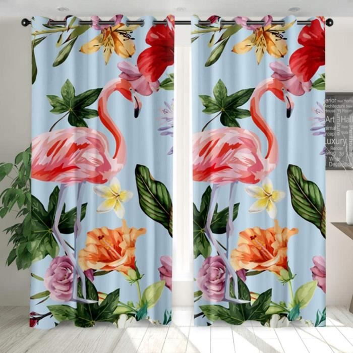 Lot De 4 Rideaux Valentina – Coton Sérigraphié – Faisans Romantique