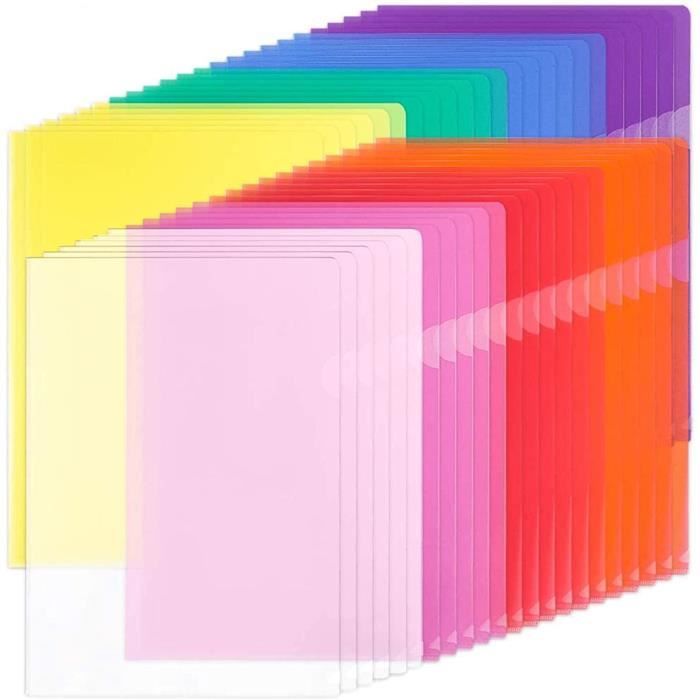 Dossiers en plastique transparent A4, 42pcs Chemise Plastique Pochette Pour  le stockage du papier, 8 couleurs assorties, pour le b - Cdiscount  Beaux-Arts et Loisirs créatifs