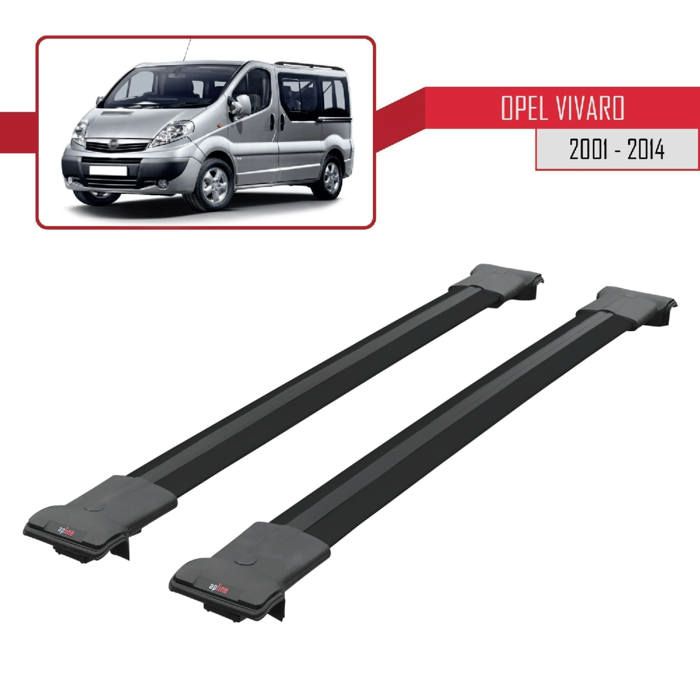 Compatible avec Opel Vivaro C 2019-2025 BASIC Model Barres de Toit Railing Porte-Bagages de Voiture Noir Aluminium 2 Barres - France