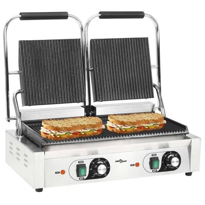 Gril De Panini VidaXL 3600W – Plaques Rainurées En Fonte