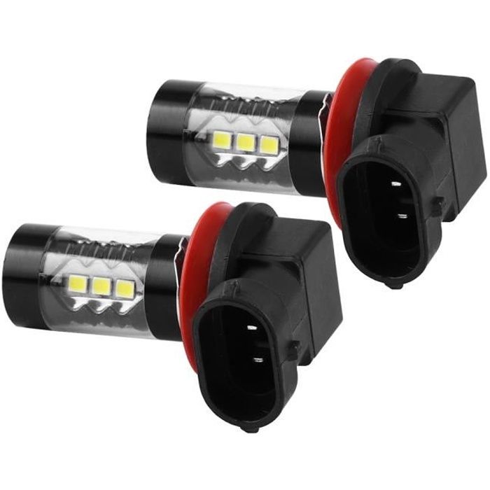 Lot De 2 Ampoules LED Antibrouillard H11 H8 80W 6000K - Haute Luminosité Xénon Blanc Pour Voiture 12-24V
