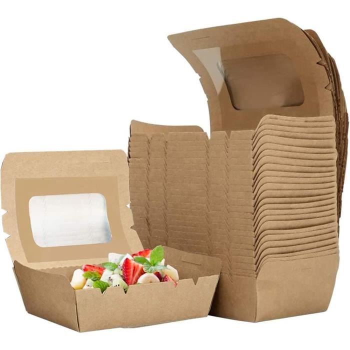 pour aliments à 600 ml anti-fuite Kraft Lot de 25 boîtes jetables en papier kraft 