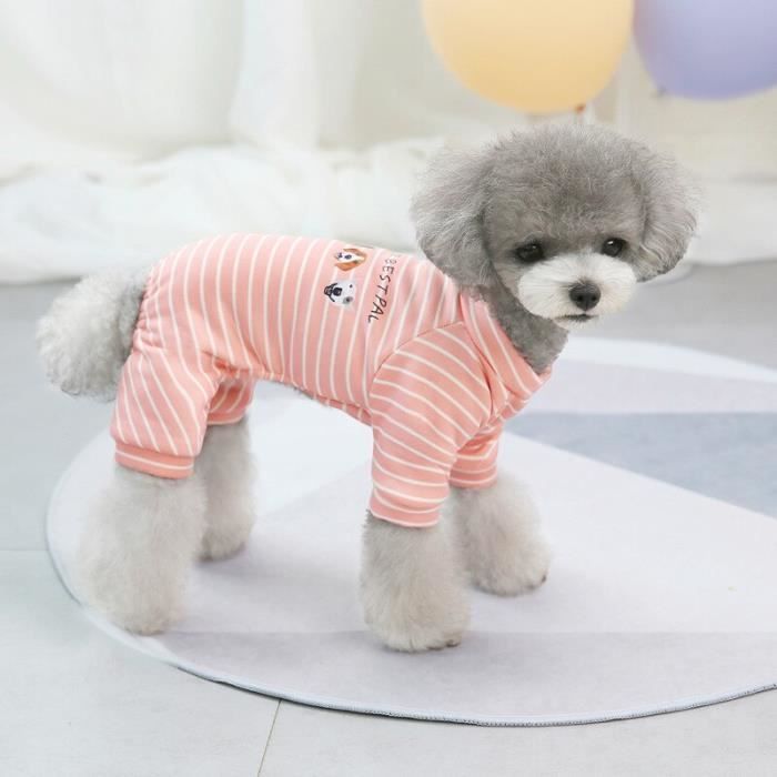 T shirt body top Pyjama pour chien combinaison a rayures motif Animal mignon salopette pour filles printemps automne Type Pink L Cdiscount