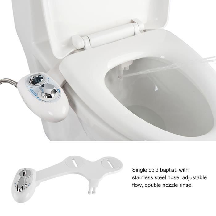 Cuque Toilette de bidet Fixation de siège de toilette bidet mécanique réglable non électrique à jet d'eau froide à double buse HB044