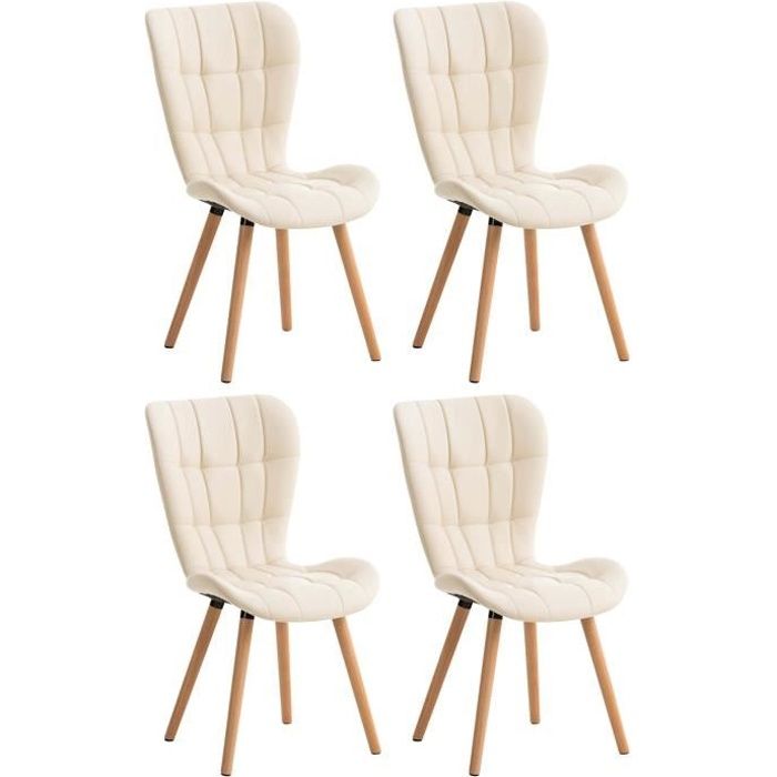 -CLP-Lot de 4 chaises de salle à manger Elda en similicuir style scandinave-Array -CLP-Lot de 4 chaises de salle à manger Elda en similicuir style scandinave-Array