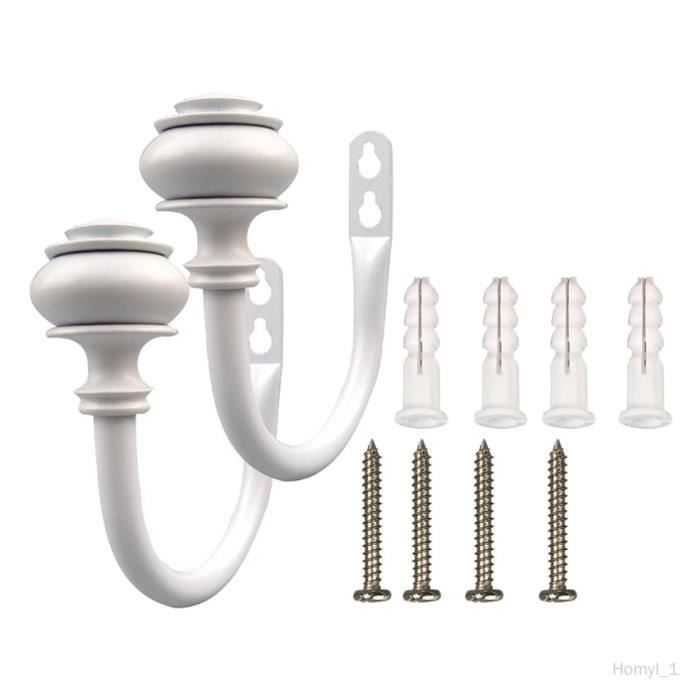 HSIXHAF 6 Pcs Embrasses Rideaux Crochets U Blanc - Crochet Arrimage Tête Ronde Avec Fixation
