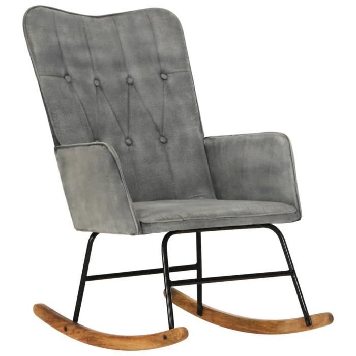 chaise longue - transat - chaise à bascule gris vintage toile - ean 7809686421399