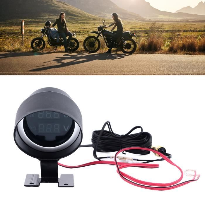 Voltmètre Et Jauge De Température D'Eau 2-en-1 Pour Voiture/Moto 12V/24V - Écran LCD Rond, Installation Facile