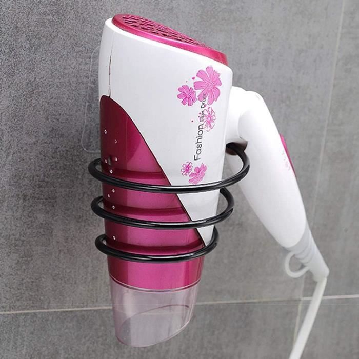 Support Mural Pour Sèche-cheveux Sans Perçage - Porte-sèche-cheveux Adhésif En Métal Argenté Pour Salle De Bain Ou Placard