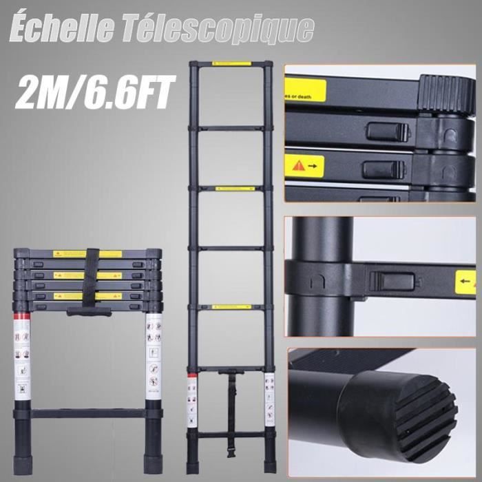 Finether Échelle Télescopique 2M - LEYSHOP - en Aluminium EN131 - 7 ...