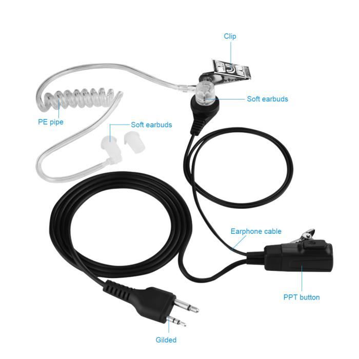 Mains Libres Écouteur Avec Acoustique Tube & Ptt Micro pour Icom Radio Appareils