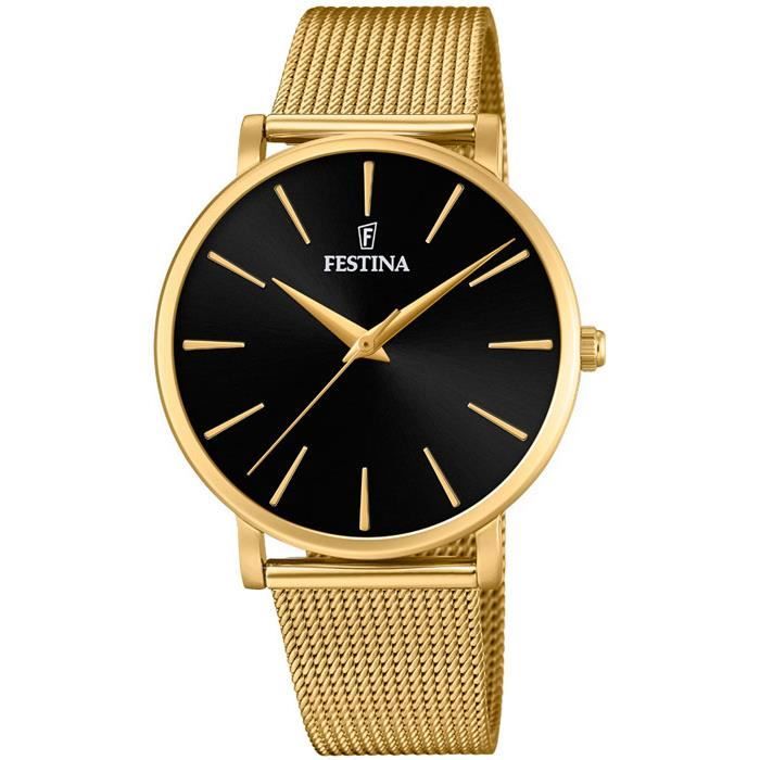 Montre Femme - Festina - 20476 - Boîtier Acier Inoxydable Or - Cadran Noir - Style Chic