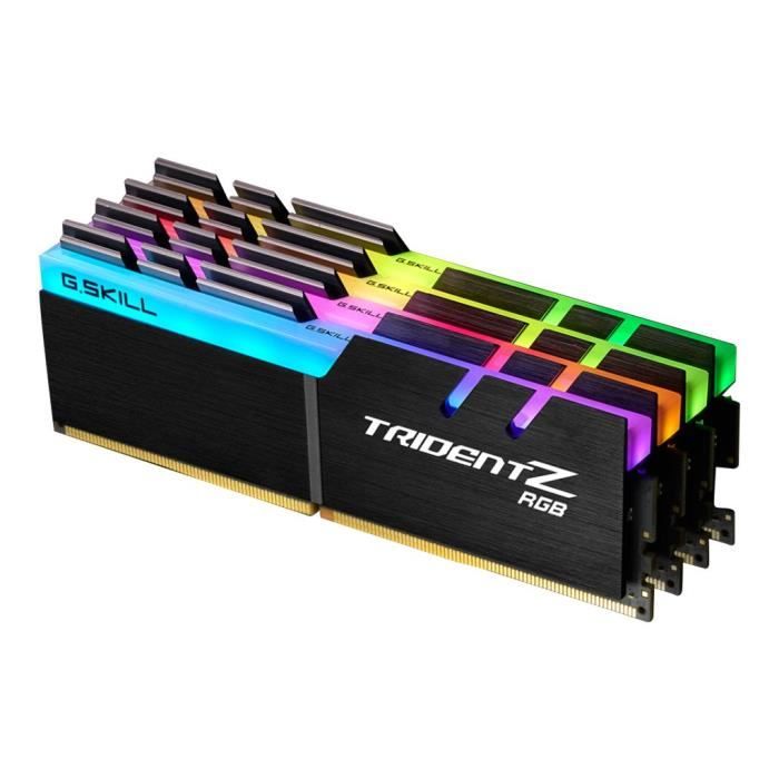 Vente Memoire PC G.Skill TridentZ RGB Series DDR4 32 Go: 4 x 8 Go DIMM 288 broches 3000 MHz - PC4-24000 CL14 1.35 V mémoire sans tampon non ECC pas cher
