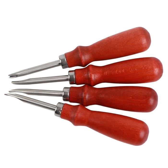 Set 3 Pièces Outils Biseautage Cuir Professionnels – Coupe-Bordure Avec Manche Bois 4/6/8 Mm Pour Maroquinerie