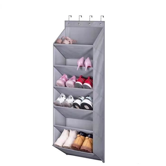 Organiseur De Chaussures Suspendu 16 Poches - Rangement Porte Gris Gain De Place