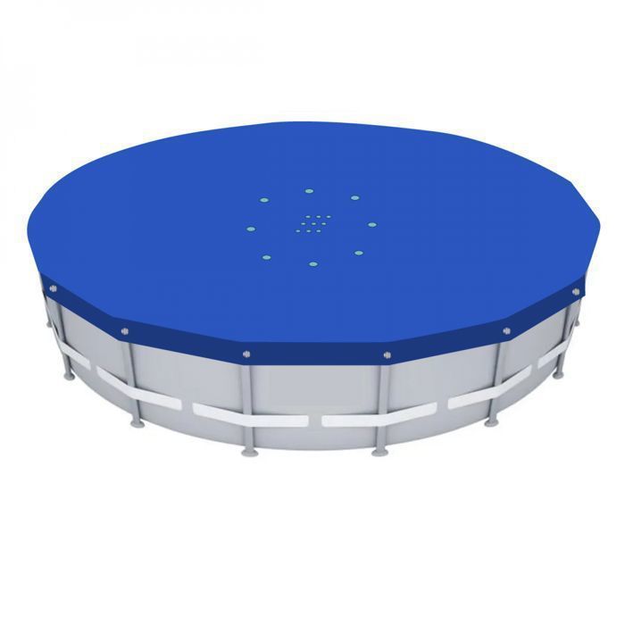 LINXOR B&acirc;che de protection r&eacute;versible 4 saisons pour piscine hors sol - Ronde 4,88 m - 150 gsm - Bleu et gris 