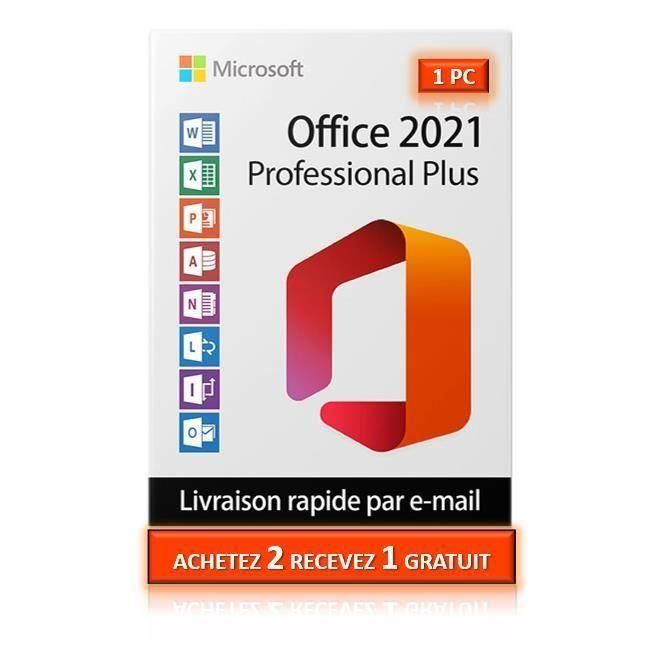 Microsoft Office 2021 Professionnel Plus (Professional Plus) 1 PC - Clé licence à télécharger - Rapide Mail & Messagerie Cdiscount