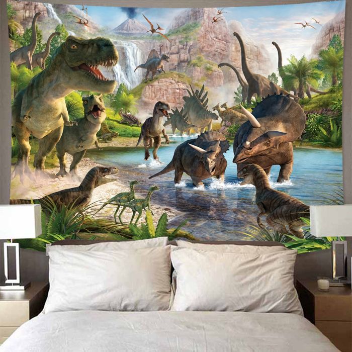 Tapisserie Tenture murale Dinosaures Impression numérique Polyester 200x150cm Personnalisable