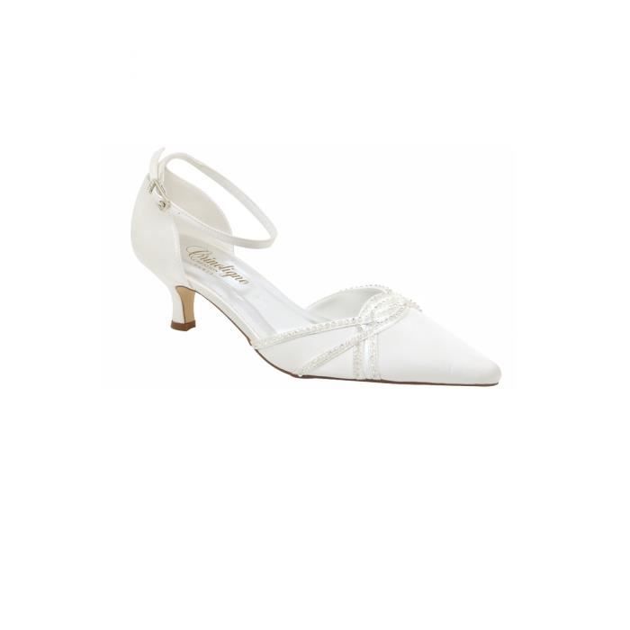 Chaussure Femme Petit Talon Semi Blanc Blanc Achat Vente